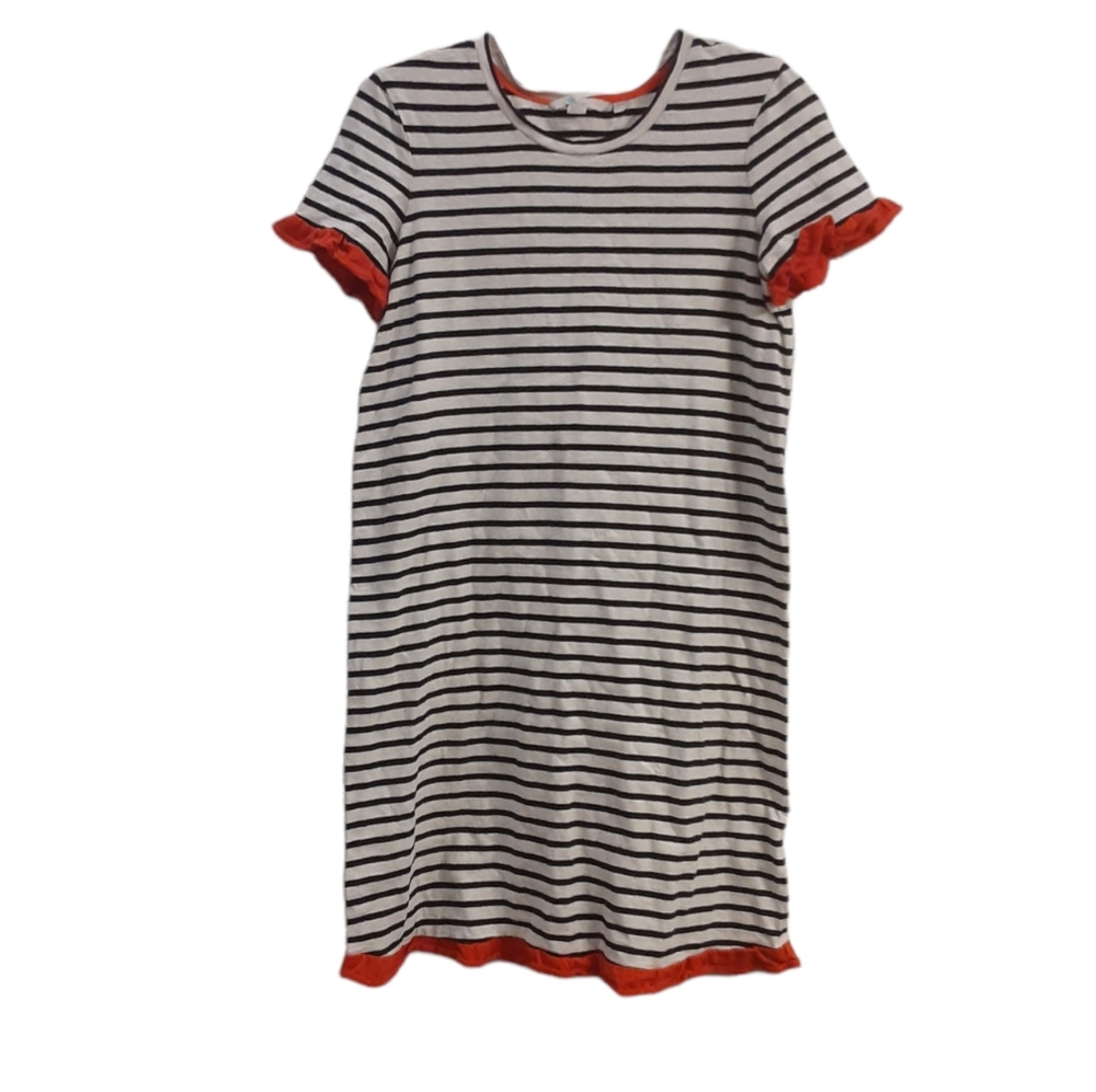 Boden Black, White, Orange Striped Dress Size 8